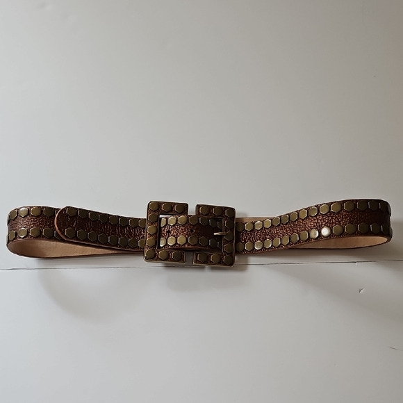 Leatherock SZ 36 Leather Belt Crackle Bronze Look Studded Western Indie - Picture 2 of 9